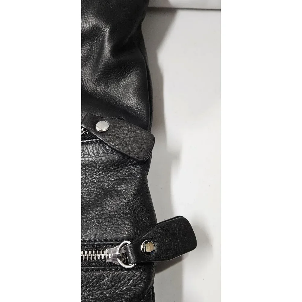 Margot black genuine leather soft soft 3 zipper crossbody messenger bag‎